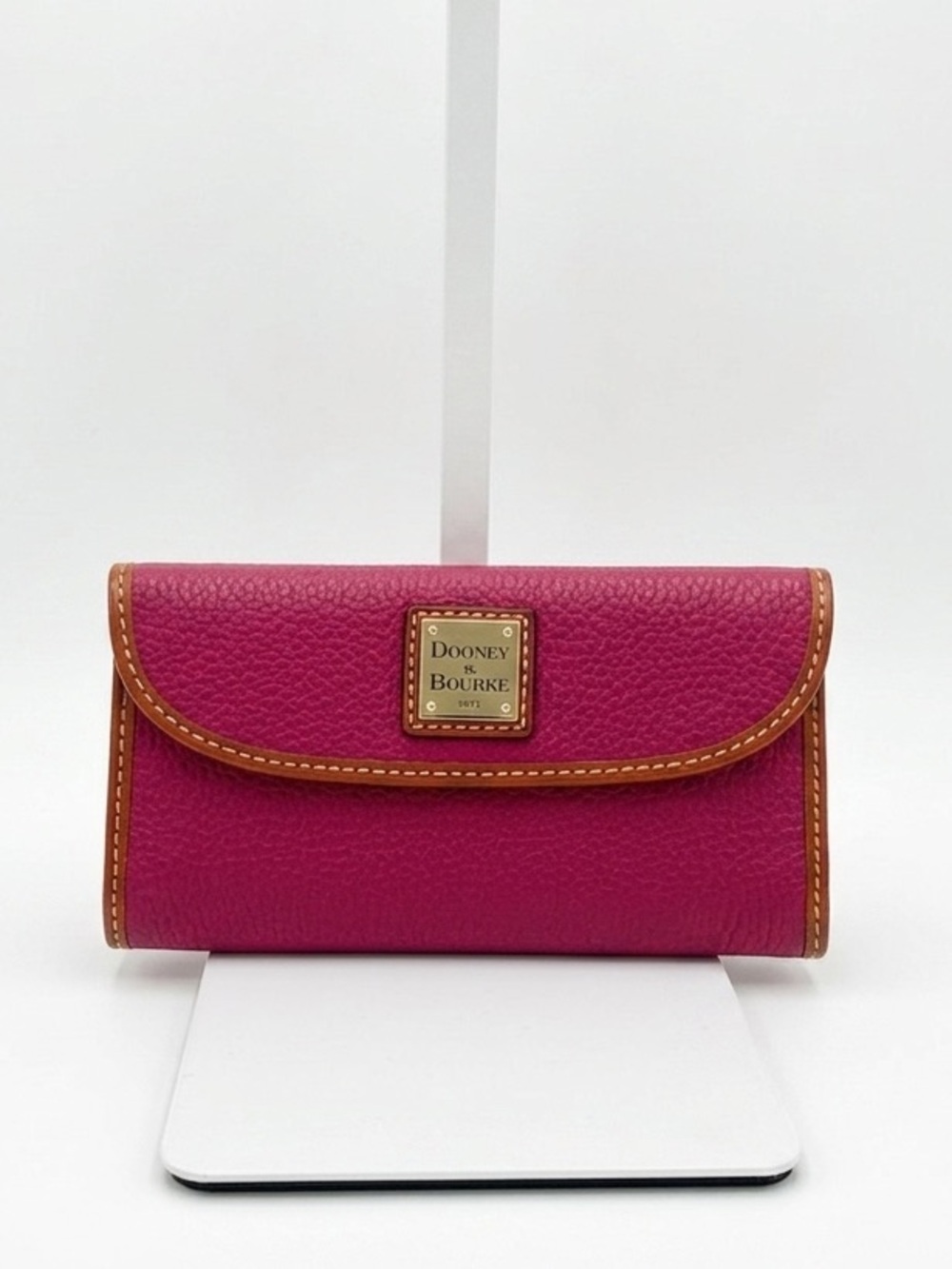 Dooney & Bourke Pebble Grain Leather Continental Wallet in Magenta/Fuchsia Pink